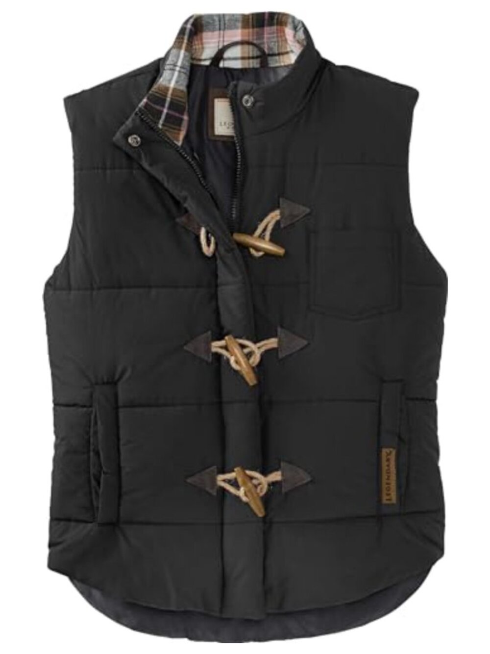 Quilted Toggle Puffer Vest Sleeveless Band Collar Zip Closure